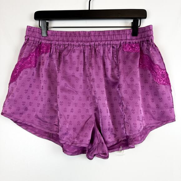 NWT Intimately Free People Midnight Muse Sleep Set Pajama Satin Purple $78 - L - Picture 6 of 9